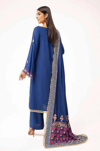 GUL AHMED -3 Piece Unstitched Embroidered Karandi Suit with Gold and Lacquer Printed Karandi Dupatta AY-42010