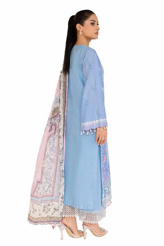 GUL AHMED -3PC Unstitched Embroidered Printed Cambric Suit with Chiffon Dupatta BM-42019