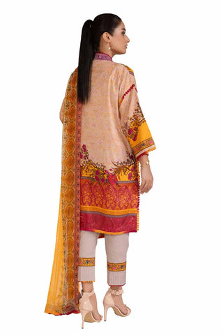 GUL AHMED -3PC Unstitched Embroidered Printed Cambric Suit with Chiffon Dupatta BM-42020