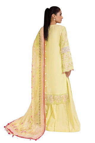 GUL AHMED -3PC Unstitched Embroidered Printed Cambric Suit with Chiffon Dupatta BM-42021