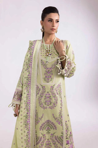 GUL AHMED-3PC Unstitched Embroidered Printed Cambric Suit with Lawn Dupatta CBE-42009
