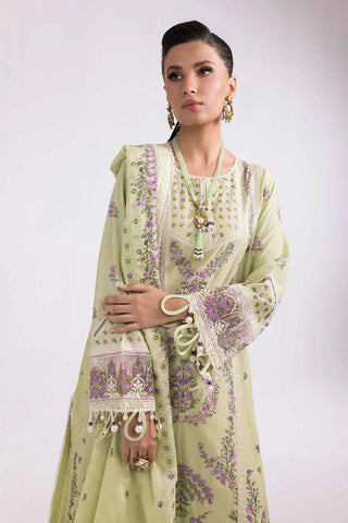 GUL AHMED-3PC Unstitched Embroidered Printed Cambric Suit with Lawn Dupatta CBE-42009