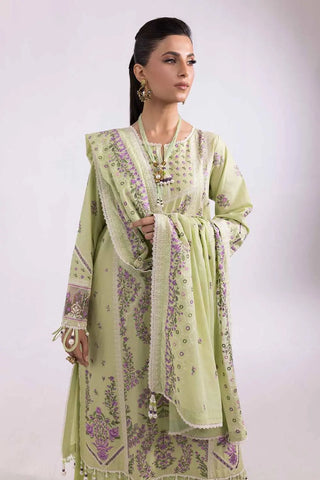 GUL AHMED-3PC Unstitched Embroidered Printed Cambric Suit with Lawn Dupatta CBE-42009