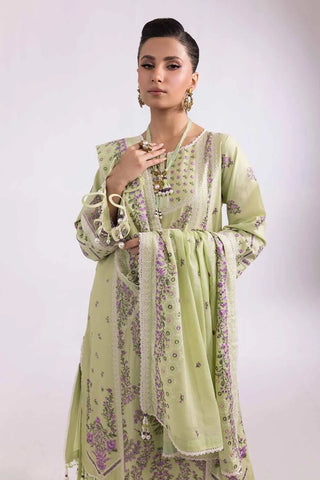 GUL AHMED-3PC Unstitched Embroidered Printed Cambric Suit with Lawn Dupatta CBE-42009