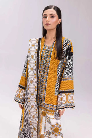 GUL AHMED -3PC Unstitched Printed Cambric Suit with Lawn Dupatta CBN-42018