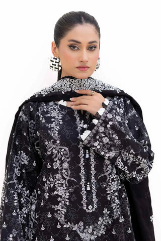 GUL AHMED -3PC Unstitched Printed Khaddar Suit with Embroidered Cotton Net Dupatta CN-42002