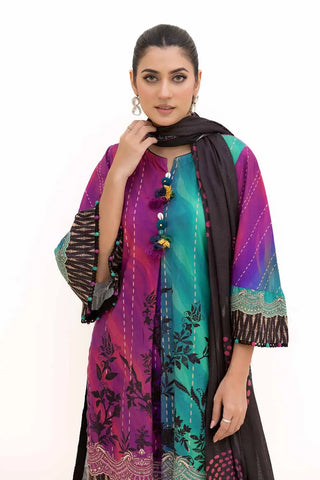 GUL AHMED -3PC Unstitched Printed Khaddar Suit with Printed Cotton Net Dupatta CN-42003