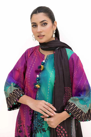 GUL AHMED -3PC Unstitched Printed Khaddar Suit with Printed Cotton Net Dupatta CN-42003