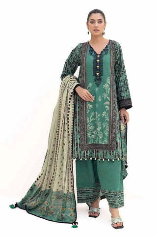 GUL AHMED -3PC Unstitched Embroidered Khaddar Suit with Printed Cotton Net Dupatta CN-42004