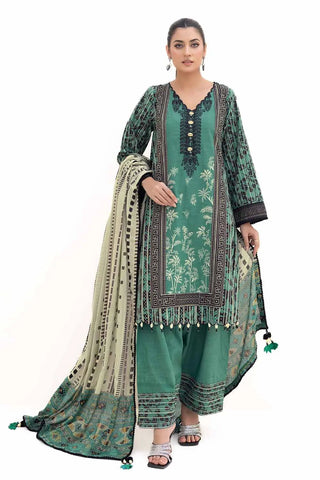 GUL AHMED -3PC Unstitched Embroidered Khaddar Suit with Printed Cotton Net Dupatta CN-42004