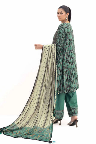 GUL AHMED -3PC Unstitched Embroidered Khaddar Suit with Printed Cotton Net Dupatta CN-42004