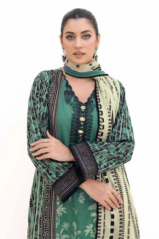 GUL AHMED -3PC Unstitched Embroidered Khaddar Suit with Printed Cotton Net Dupatta CN-42004