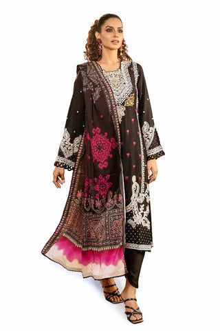 GUL AHMED -3PC Unstitched Embroidered Cotail Suit with Printed Twill Cotton Linen Dupatta CV-32010