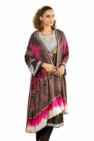 GUL AHMED -3PC Unstitched Embroidered Cotail Suit with Printed Twill Cotton Linen Dupatta CV-32010