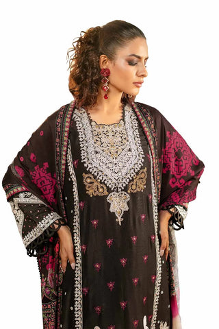 GUL AHMED -3PC Unstitched Embroidered Cotail Suit with Printed Twill Cotton Linen Dupatta CV-32010