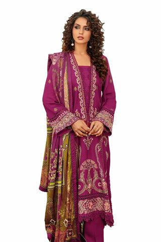 GUL AHMED-3PC Unstitched Embroidered Cotail Suit with Printed Twill Cotton Linen Dupatta CV-32011