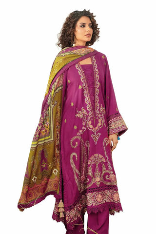 GUL AHMED-3PC Unstitched Embroidered Cotail Suit with Printed Twill Cotton Linen Dupatta CV-32011
