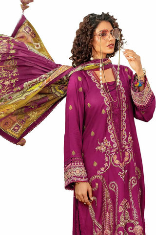 GUL AHMED-3PC Unstitched Embroidered Cotail Suit with Printed Twill Cotton Linen Dupatta CV-32011