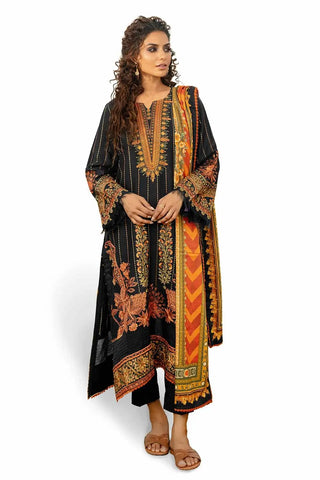 GUL AHMED -3PC Unstitched Embroidered Cotail Suit with Printed Twill Cotton Linen Dupatta CV-32015