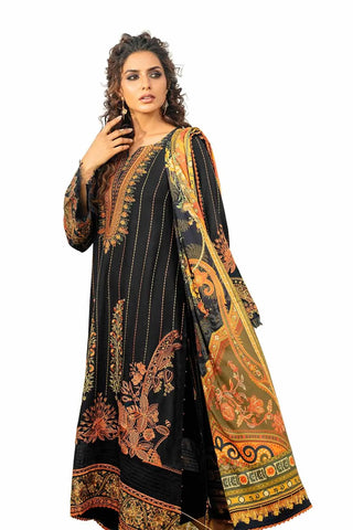 GUL AHMED -3PC Unstitched Embroidered Cotail Suit with Printed Twill Cotton Linen Dupatta CV-32015