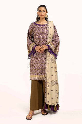 GUL AHMED -3PC Unstitched Embroidered Cotail Suit with Printed Twill Cotton Linen Dupatta CV-42009