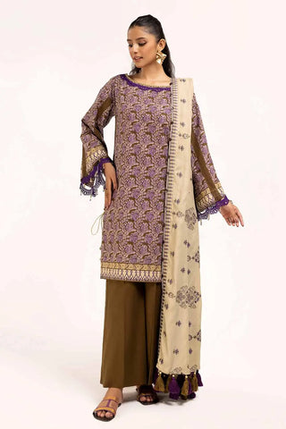 GUL AHMED -3PC Unstitched Embroidered Cotail Suit with Printed Twill Cotton Linen Dupatta CV-42009