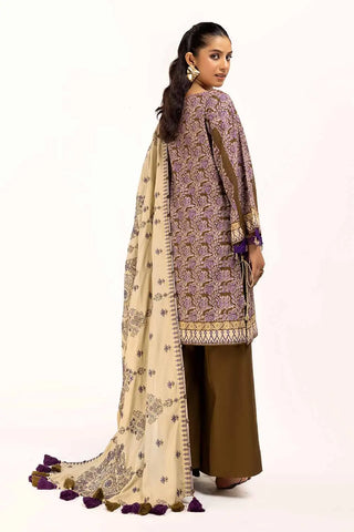 GUL AHMED -3PC Unstitched Embroidered Cotail Suit with Printed Twill Cotton Linen Dupatta CV-42009