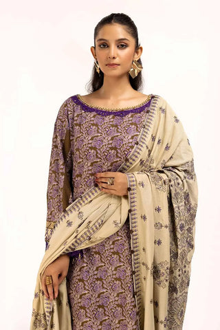 GUL AHMED -3PC Unstitched Embroidered Cotail Suit with Printed Twill Cotton Linen Dupatta CV-42009