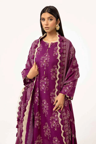 3 Piece Unstitched Printed Khaddar Suit with Embroidered Twill Cotton Linen Dupatta CV-42010