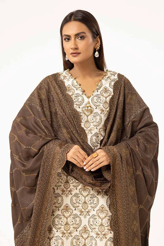 3 Piece Unstitched Embroidered Khaddar Suit with Twill Cotton Linen Dupatta CV-42011