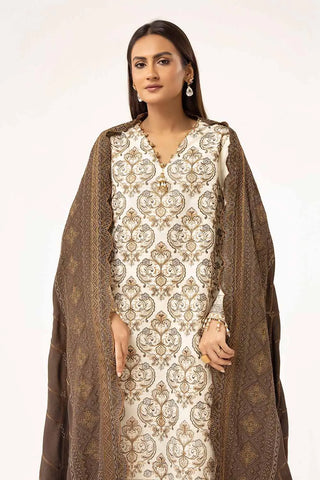 3 Piece Unstitched Embroidered Khaddar Suit with Twill Cotton Linen Dupatta CV-42011