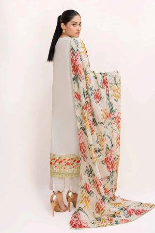 GUL AHMED -3PC Unstitched Schiffli Embroidered Lawn Suit with Printed Leno Dupatta DB-42018