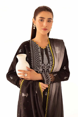 GUL AHMED -3PC Unstitched Embroidered Printed Jacquard Suit with Lawn Dupatta DB-42030