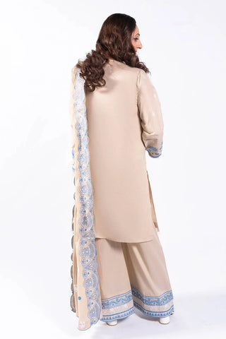 GUL AHMED -3 Piece Unstitched Embroidered Lawn Suit with Embroidered Denting Lawn Dupatta DN-42041
