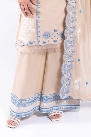 GUL AHMED -3 Piece Unstitched Embroidered Lawn Suit with Embroidered Denting Lawn Dupatta DN-42041