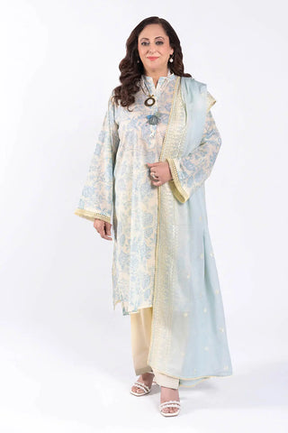 GUL AHMED -3 Piece Unstitched Printed Lawn Suit with Embroidered Denting Lawn Dupatta DN-52004