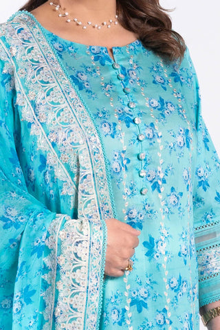 GUL AHMED -3 Piece Unstitched Embroidered Lawn Suit with Embroidered Printed Chiffon Dupatta BM-52001