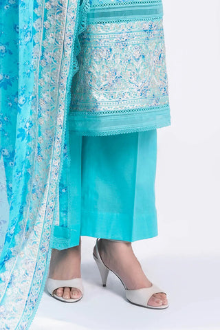 GUL AHMED -3 Piece Unstitched Embroidered Lawn Suit with Embroidered Printed Chiffon Dupatta BM-52001
