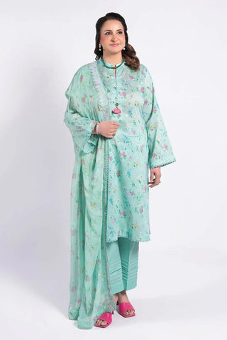 GUL AHMED -3 Piece Unstitched Embroidered Printed Lawn Suit with Embroidered Printed Chiffon Dupatta BM-52008