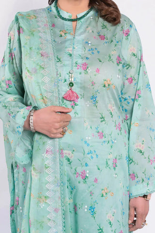 GUL AHMED -3 Piece Unstitched Embroidered Printed Lawn Suit with Embroidered Printed Chiffon Dupatta BM-52008