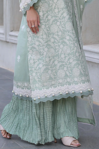 GUL AHMED-3 Piece Unstitched Embroidered Lawn Suit with Embroidered Chiffon Dupatta PM-52068
