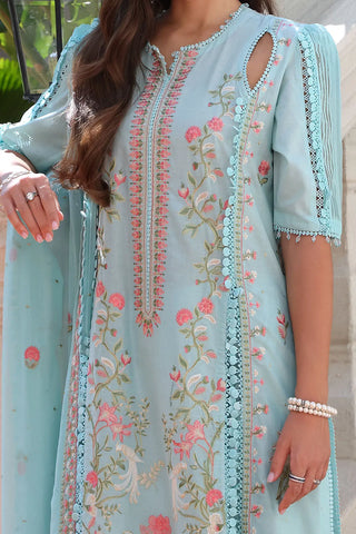 GUL AHMED-3 Piece Unstitched Embroidered Lawn Suit with Embroidered Chiffon Dupatta PM-52019