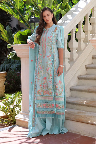 GUL AHMED-3 Piece Unstitched Embroidered Lawn Suit with Embroidered Chiffon Dupatta PM-52019