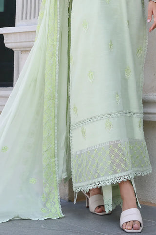 GUL AHMED-3 Piece Unstitched Embroidered Paper Cotton Suit with Embroidered Chiffon Dupatta PM-52030