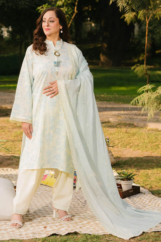 GUL AHMED -3 Piece Unstitched Printed Lawn Suit with Embroidered Denting Lawn Dupatta DN-52004