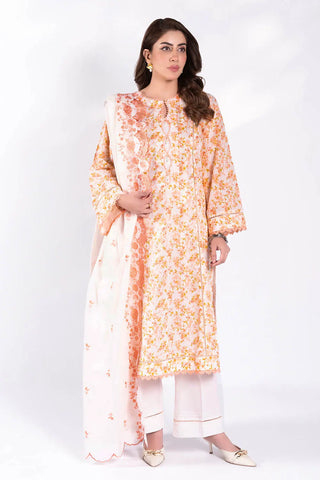 GUL AHMED-3 Piece Unstitched Printed Lawn Suit with Embroidered Denting Lawn Dupatta DN-52003