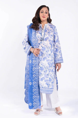 GUL AHMED -3 Piece Unstitched Printed Lawn Suit with Embroidered Denting Lawn Dupatta DN-52011
