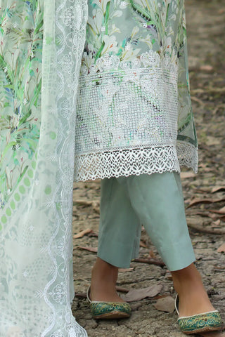 GUL AHMED-3 Piece Unstitched Embroidered Printed Lawn Suit with Embroidered Printed Chiffon Dupatta PR-52007