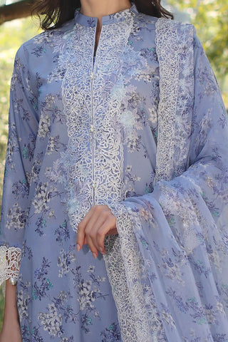 GUL AHMED-3 Piece Unstitched Embroidered Printed Lawn Suit with Embroidered Printed Chiffon Dupatta PR-52009