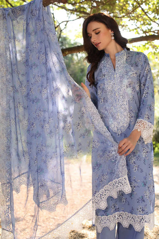 GUL AHMED-3 Piece Unstitched Embroidered Printed Lawn Suit with Embroidered Printed Chiffon Dupatta PR-52009